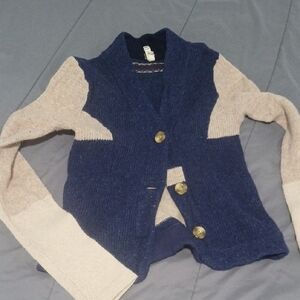 Navy and Beige Women's Sweater